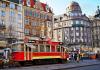 Чехия, обзорная экскурсия по Праге, исторические трамвайчики на Вацлавской площади